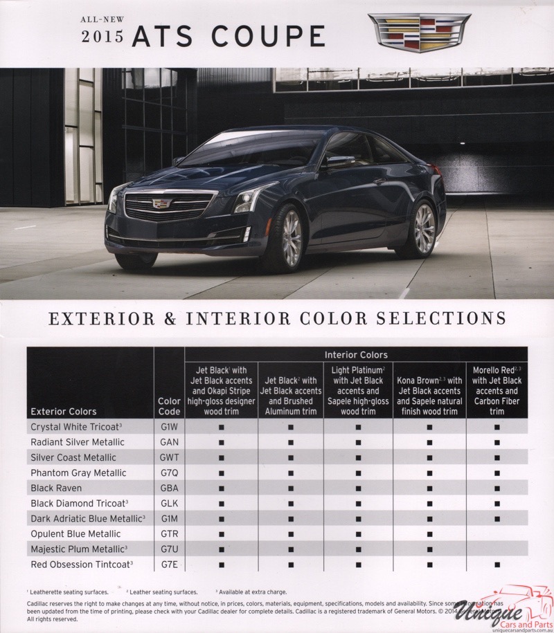 2015 Cadillac And ATS Paint Charts Corporate 2
